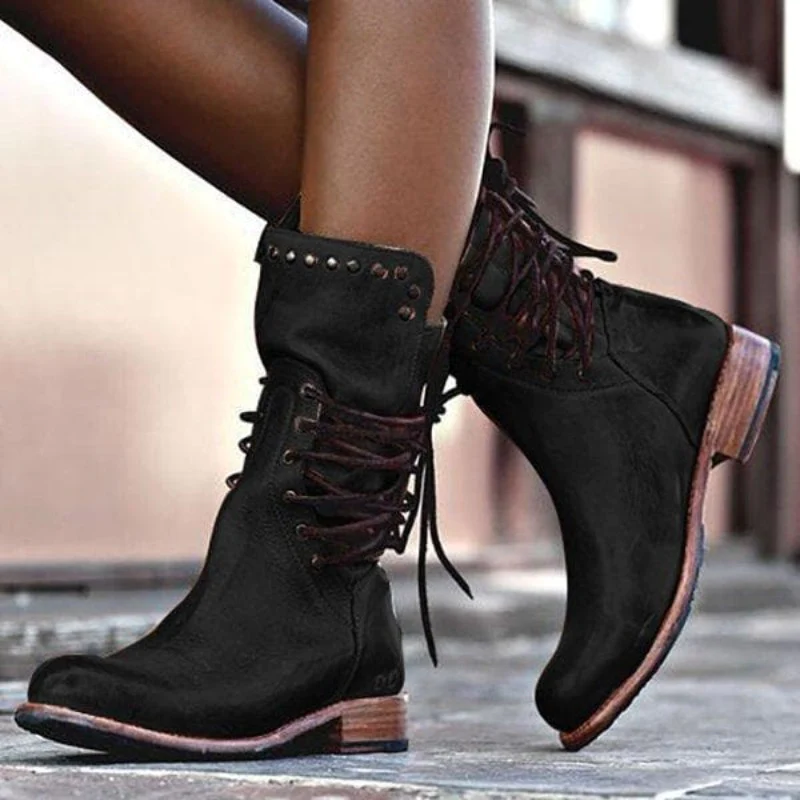 Paula™ | Botas de cuero vintage con cordones