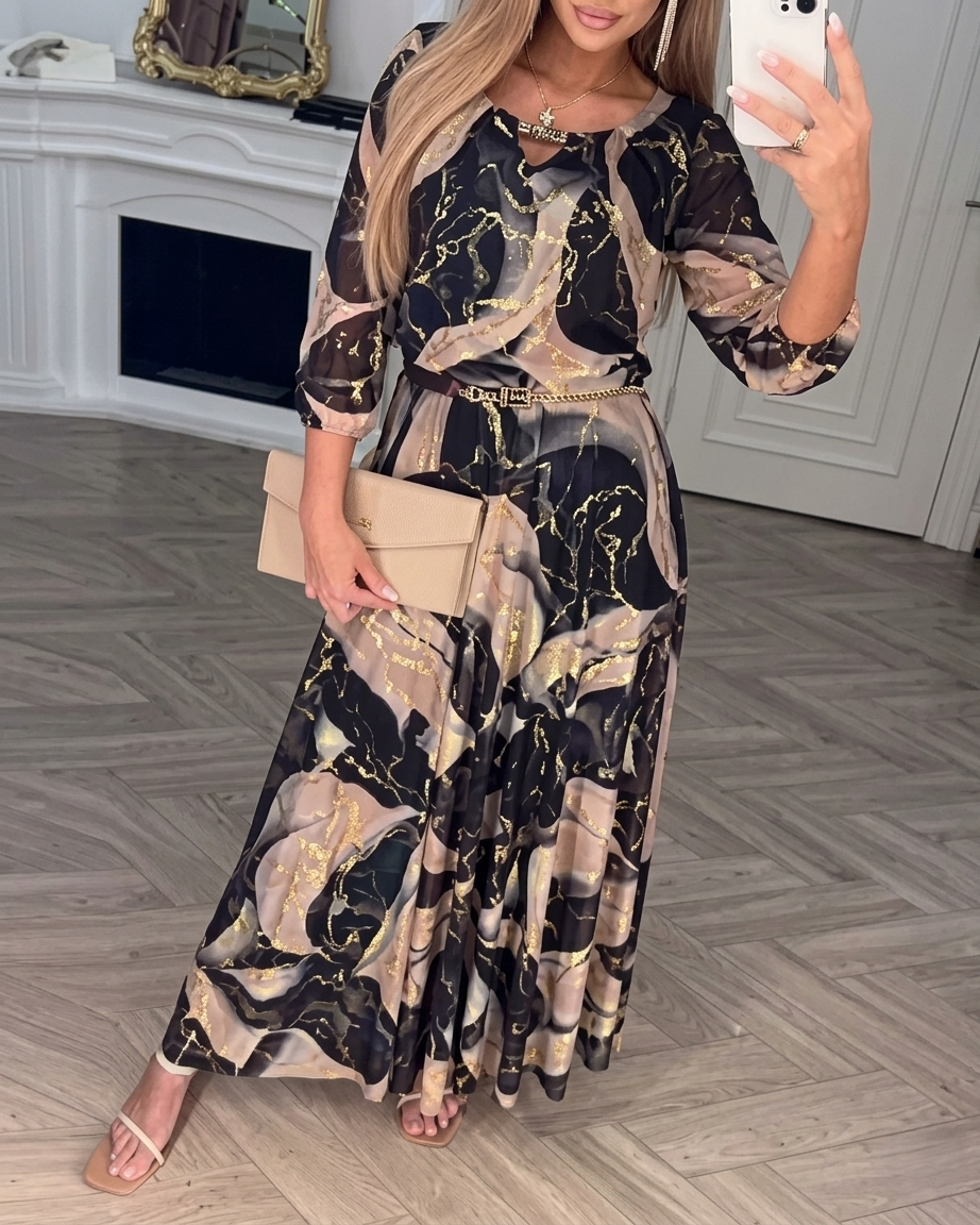 Lucía™ | Vestido fluido con estampado elegante