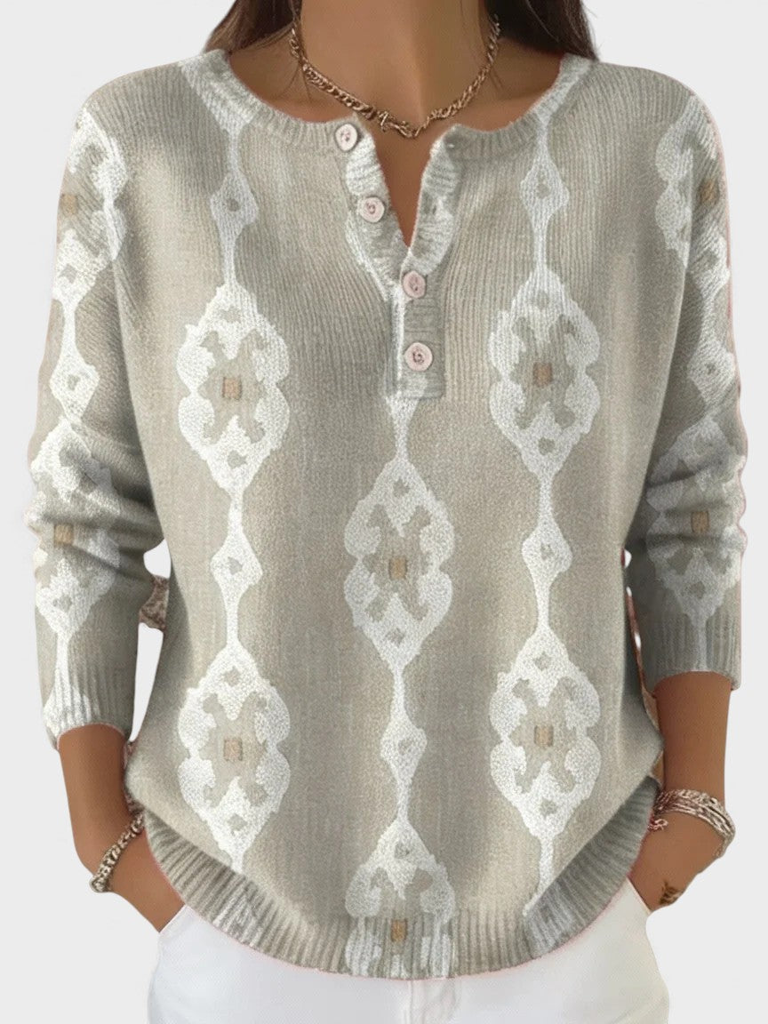 Elena™ | Suéter Vintage Abstracto con Botones